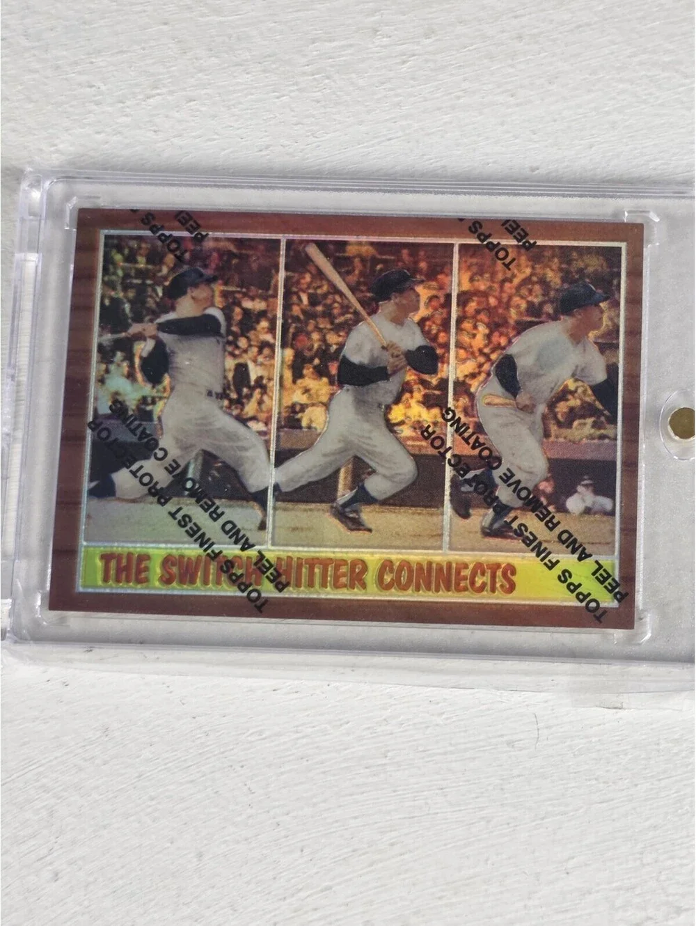 1997 Topps Mickey Mantle New York Yankees Refractor #318 Switch-Hitter Connects